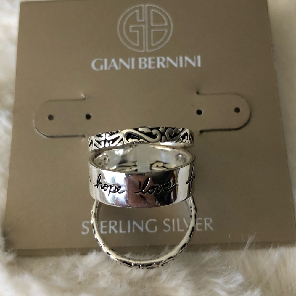 Giani Bernini faith hope love sterling silver ring